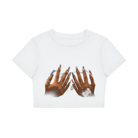 "Im Just a Girl" White Crop tee